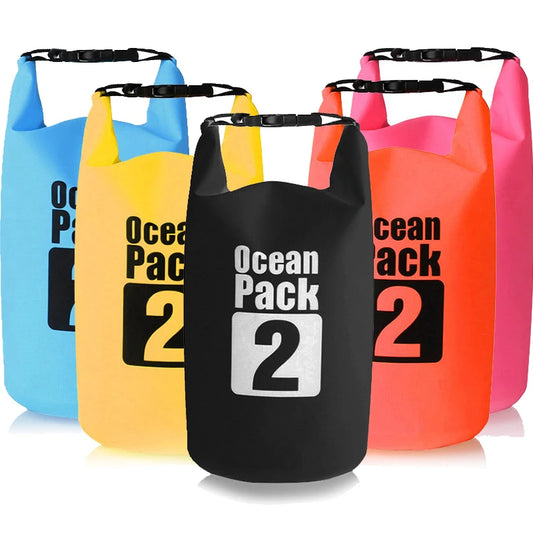 2L waterproof dry bag with shoulder strap, made of PVC for outdoor use