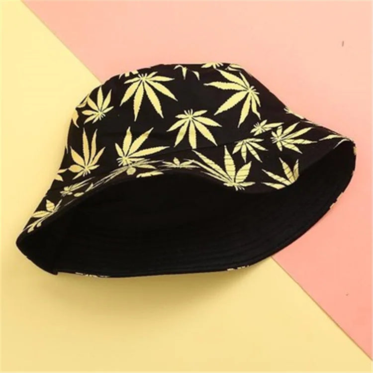 Ayaco.Fan Maple Leaf Print Bucket Hat 