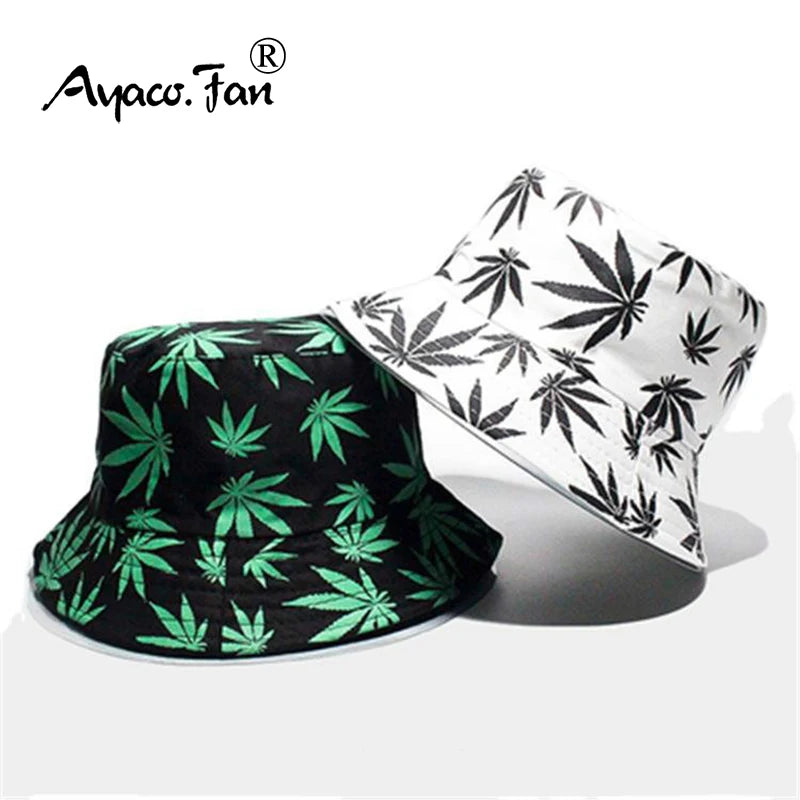 Ayaco.Fan Maple Leaf Print Bucket Hat 