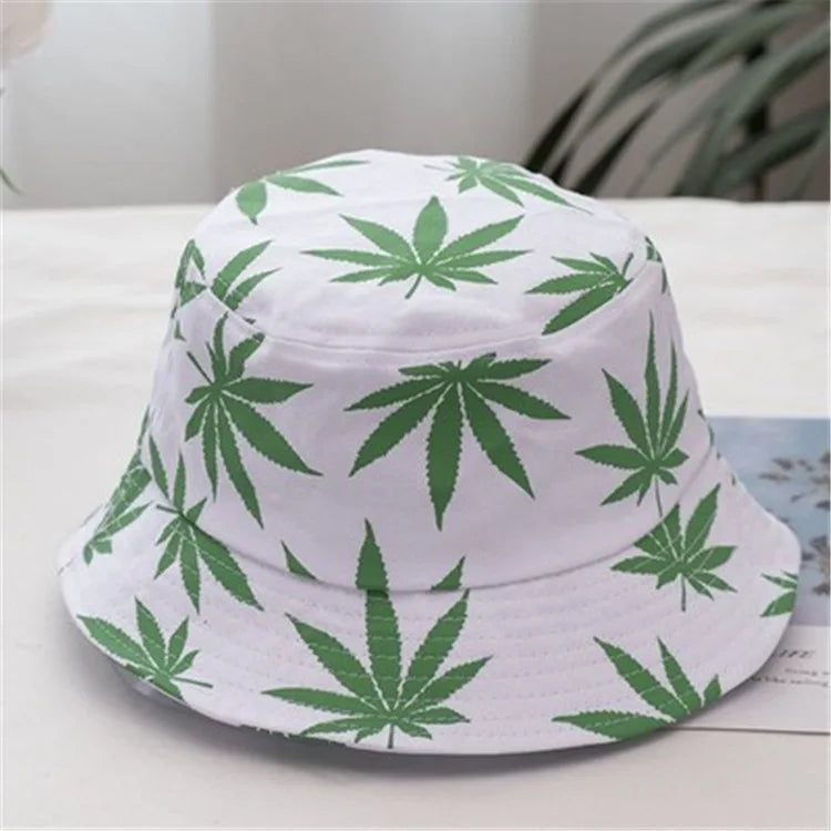 Ayaco.Fan Maple Leaf Print Bucket Hat 