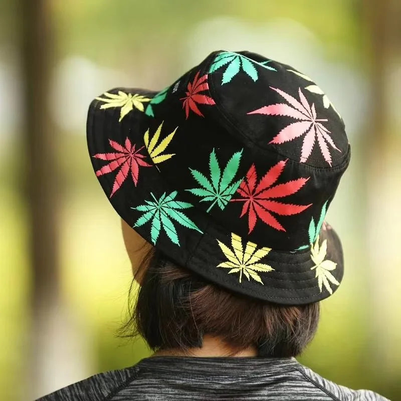Ayaco.Fan Maple Leaf Print Bucket Hat 