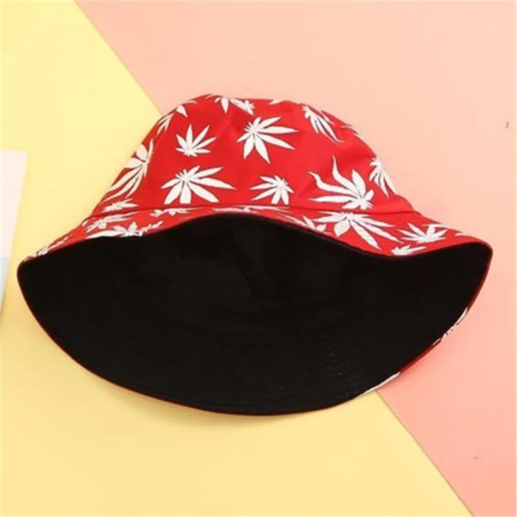 Ayaco.Fan Maple Leaf Print Bucket Hat 