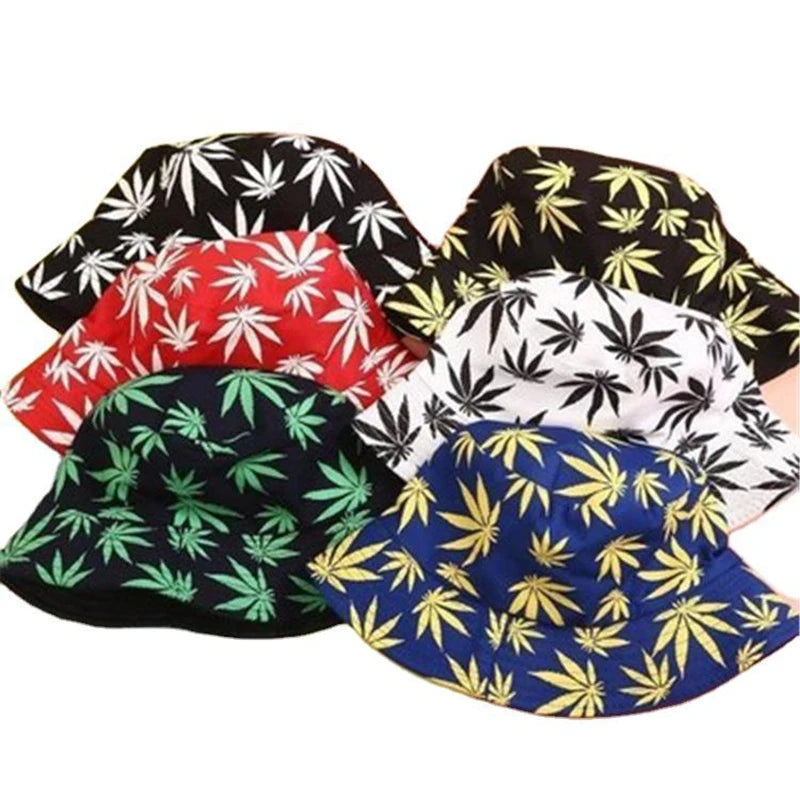 Ayaco.Fan Maple Leaf Print Bucket Hat 
