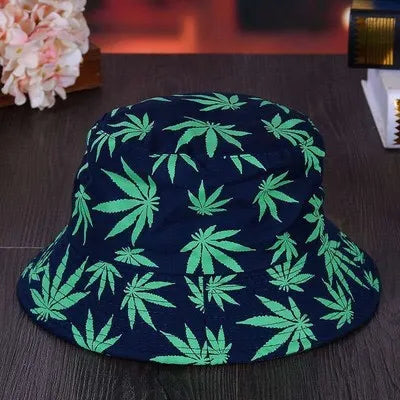 Ayaco.Fan Maple Leaf Print Bucket Hat 