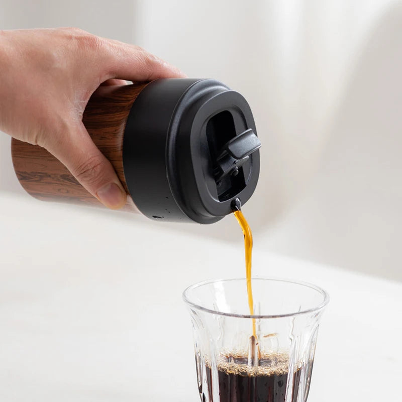 Portable Wood Grain Thermal Mug 
