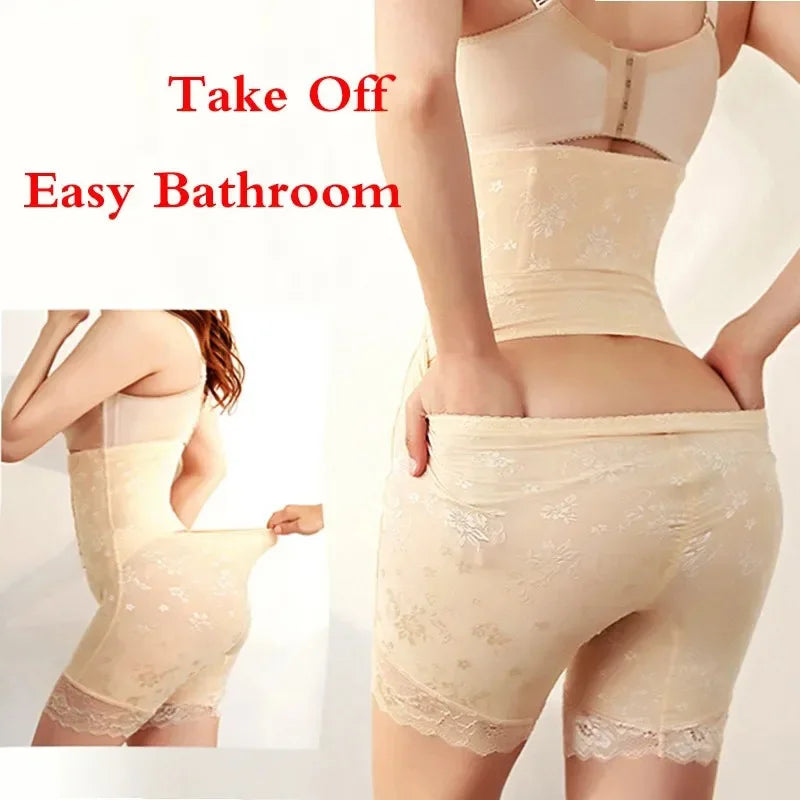 Dimmkof High Waist Tummy Control Panties Slim Seamless Lace Body Shaper Panties Waist Cincher Panties Waist Trimmer Boyshort