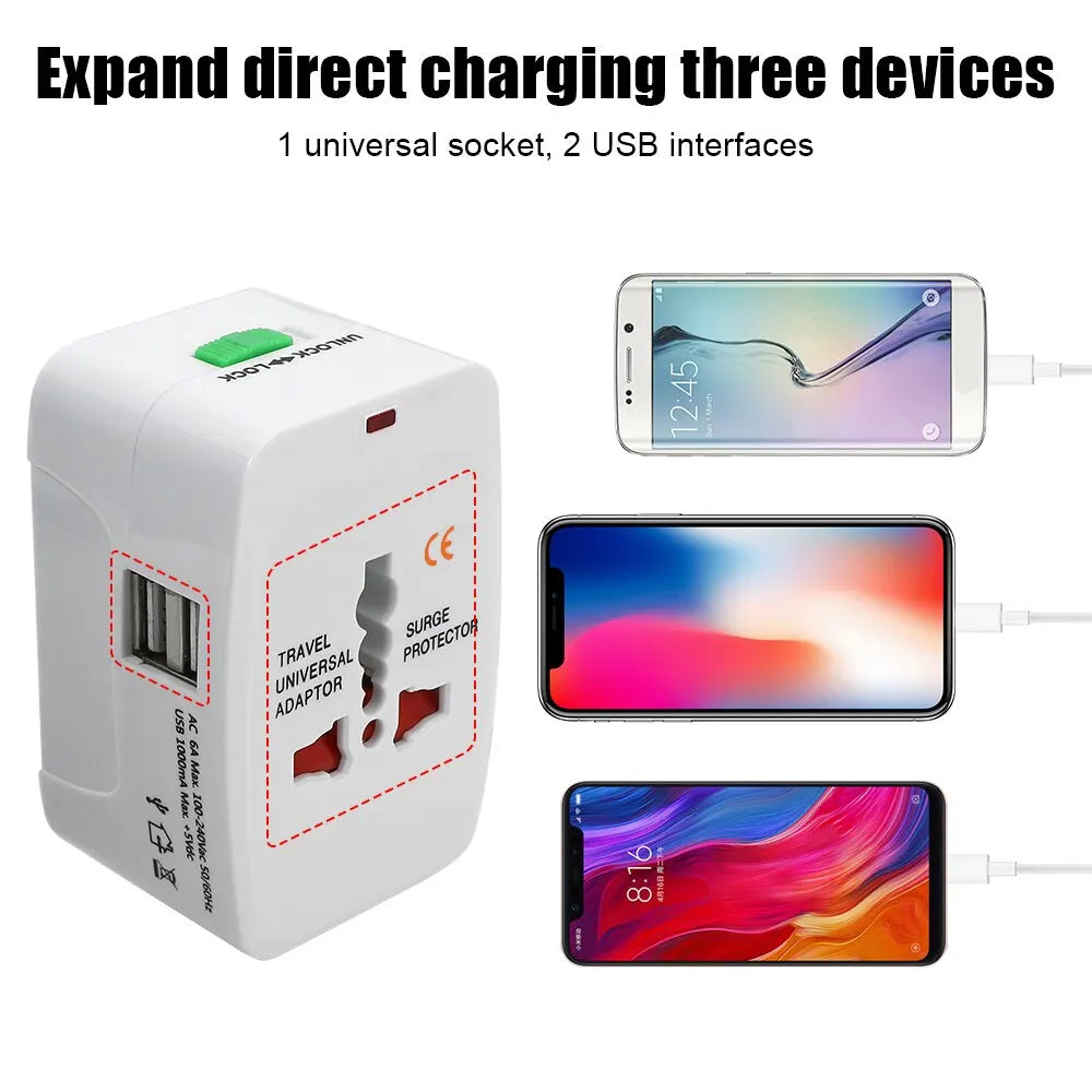 Universal Travel Charger with Dual USB ports