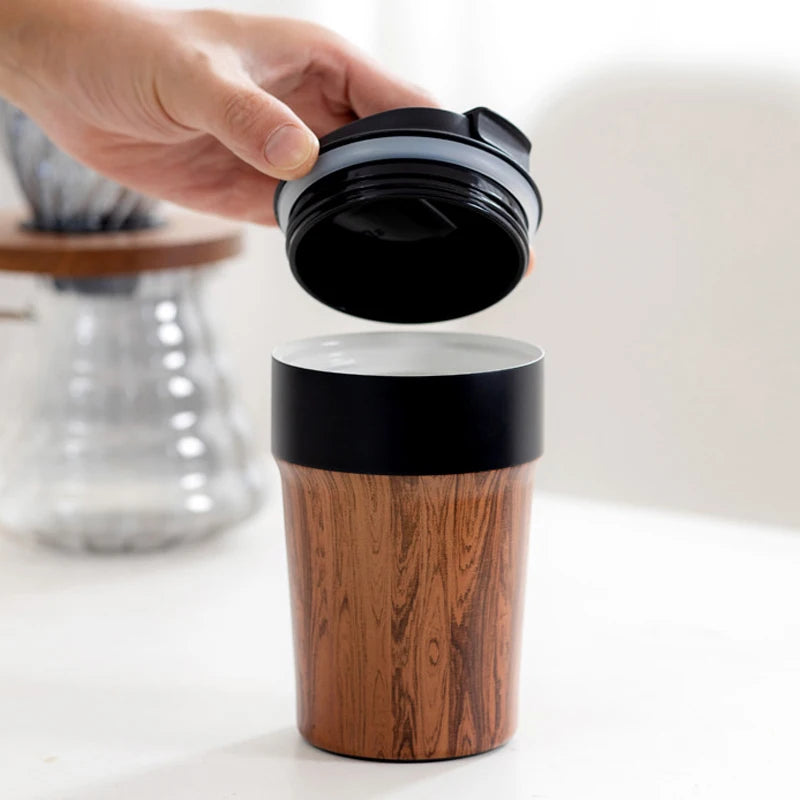 Portable Wood Grain Thermal Mug 