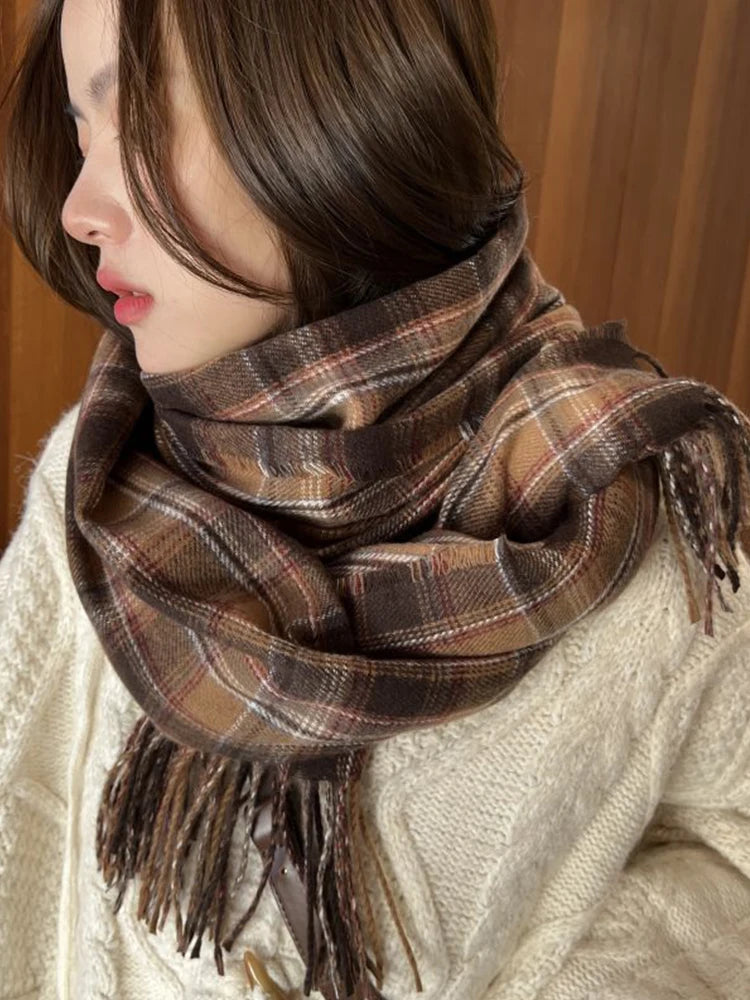 Vibrant Plaid Cashmere Shawl