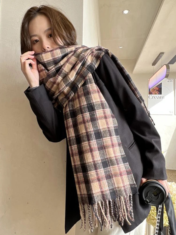 Vibrant Plaid Cashmere Shawl