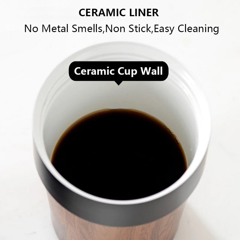 Portable Wood Grain Thermal Mug 