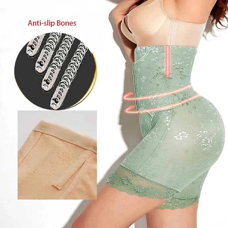 Dimmkof High Waist Tummy Control Panties Slim Seamless Lace Body Shaper Panties Waist Cincher Panties Waist Trimmer Boyshort