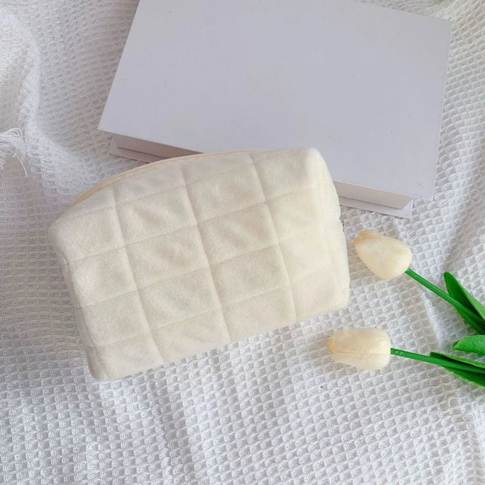 Cozy Plush Cosmetic Case white colour