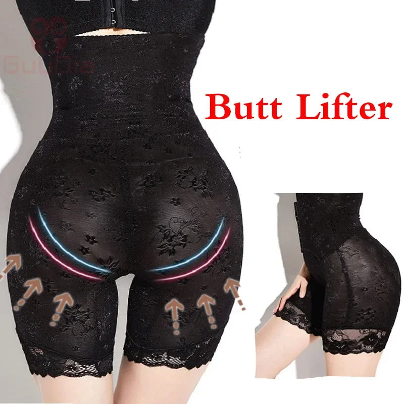 Dimmkof High Waist Tummy Control Panties Slim Seamless Lace Body Shaper Panties Waist Cincher Panties Waist Trimmer Boyshort